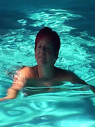 Naked swim in the pool