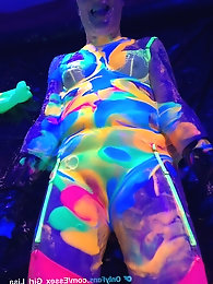 A mature woman displaying her breasts